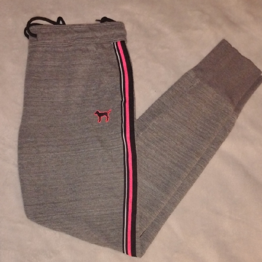 Victoria's Secret Gray Joggers with Pink Accents
